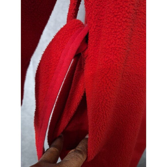 Vtg Eddie Bauer Polartec Fleece Long Robe Women's M Red Belted Cozy Loungewear - Picture 6 of 8